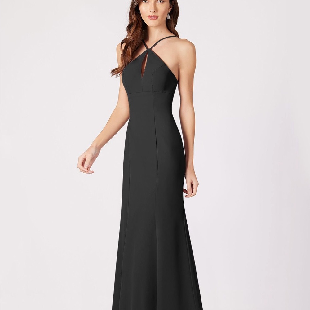 Azazie Black Crisscross Halter Wedding Dress